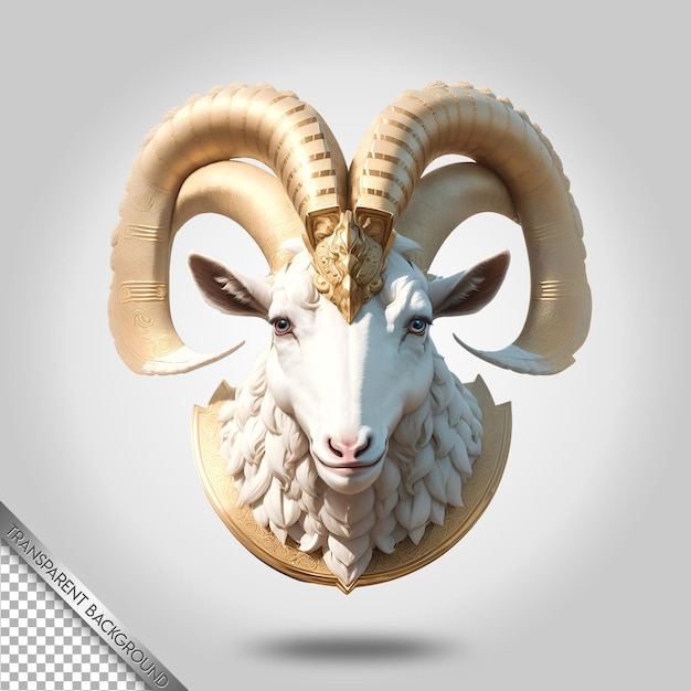 PSD goat head logo mascot with transparent background