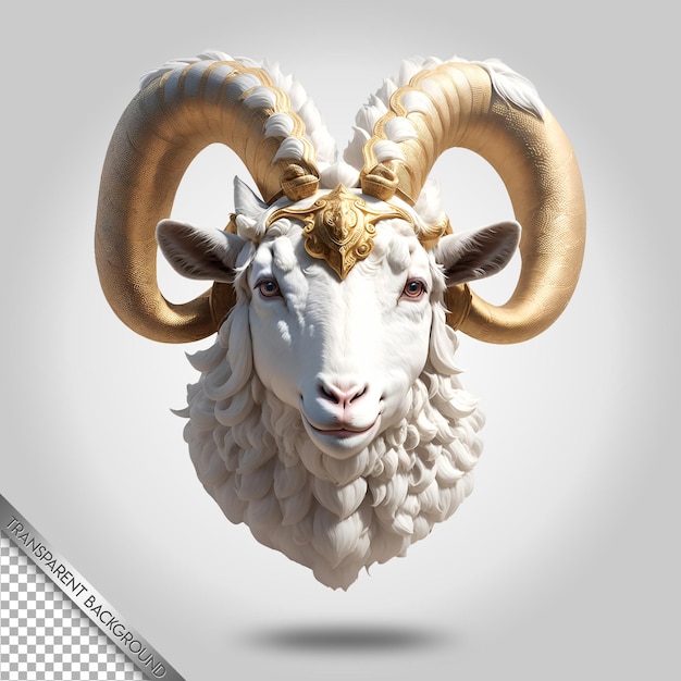 PSD mascotte logo testa di capra con sfondo trasparente