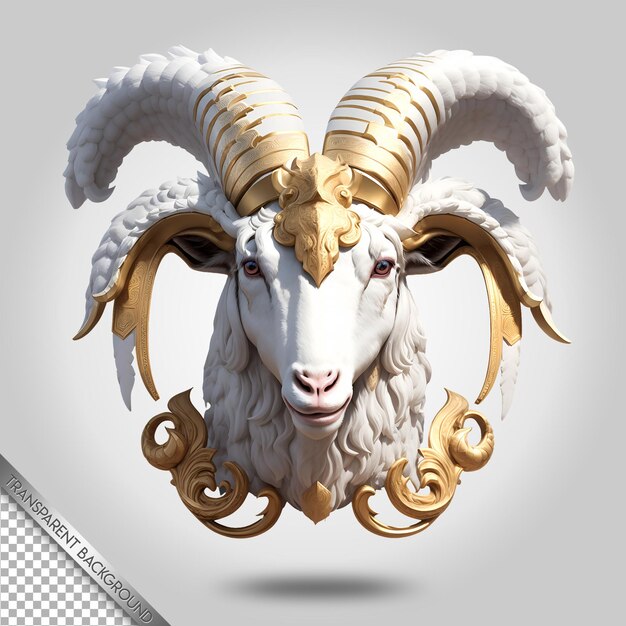 PSD goat head logo mascot with transparent background