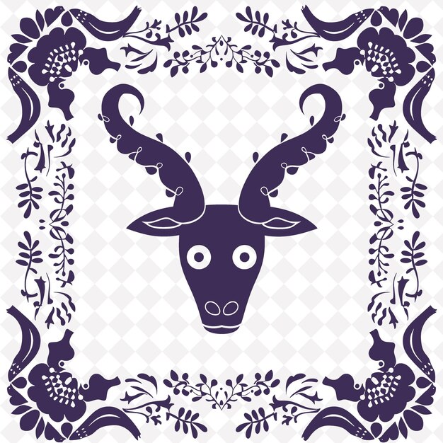 PSD a goat head with horns and horns is shown in a frame