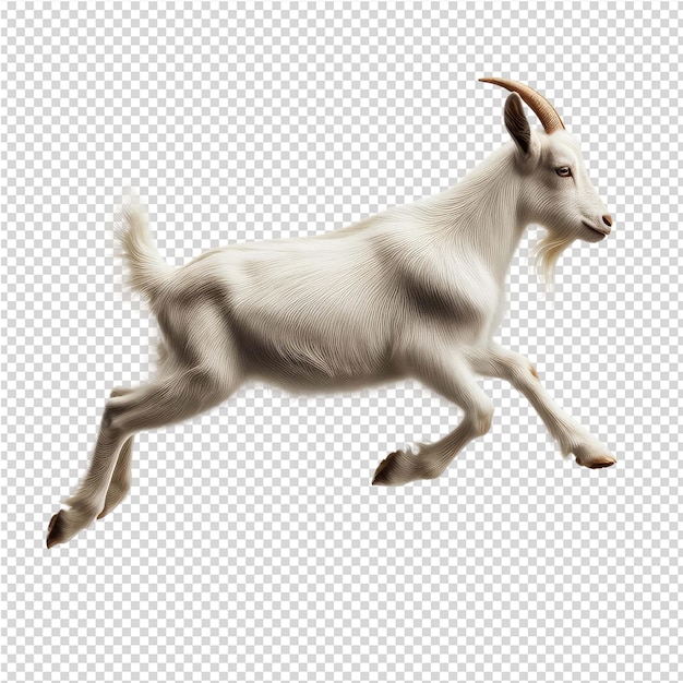 PSD a goat is running in the air with a white background