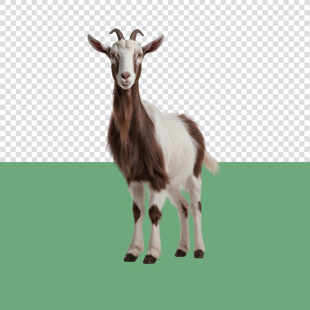 Goat standing and looking at camera isolated on transparent background