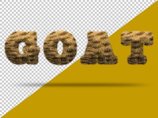 PSD goat text with realistic 3d fur