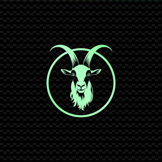 A goat with a green background and a green circle with the words goat on it