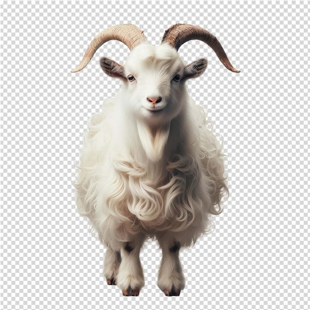 PSD a goat with horns and horns stands on a grid