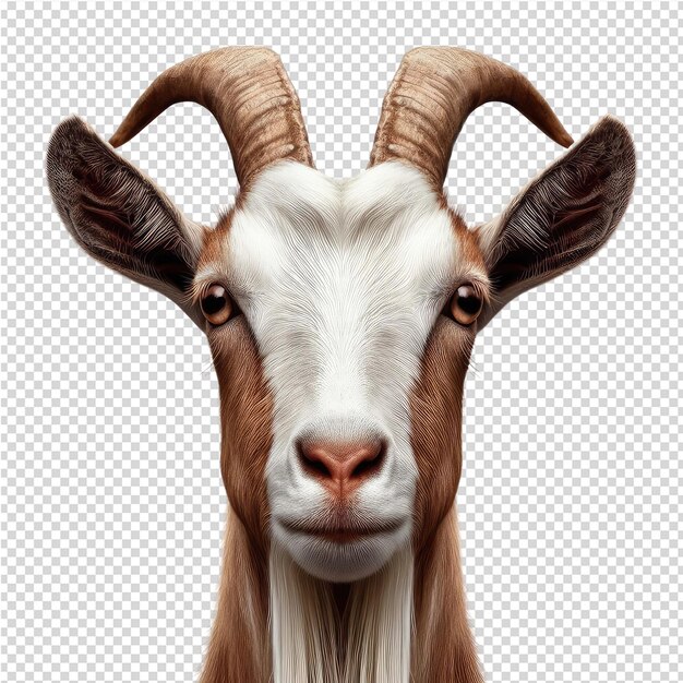 PSD a goat with horns on its head and a brown nose