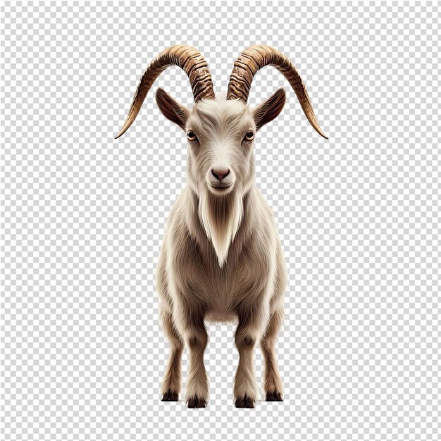 PSD a goat with horns on its head stands on a grid