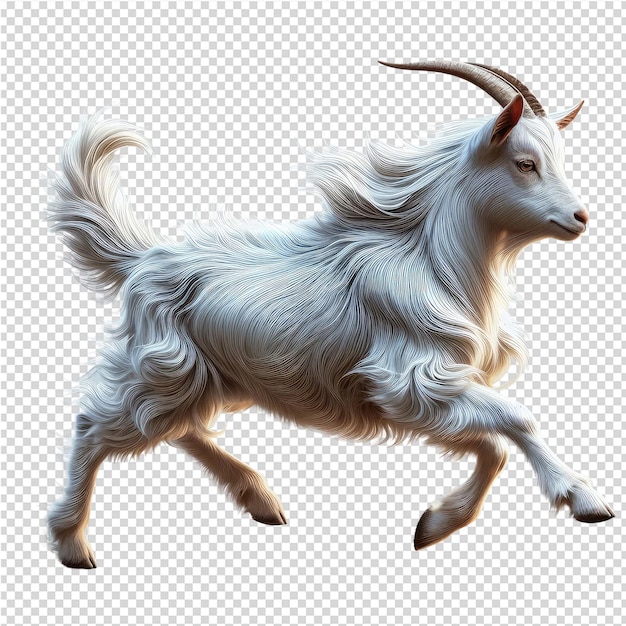 PSD a goat with horns running in the wind