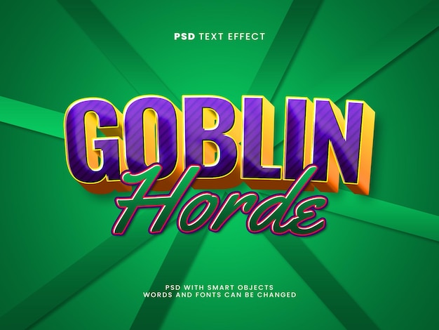 PSD goblin horde 3d editable text effect