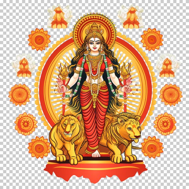 PSD 듀르가 파우자 (durga pooja) 와 라크스미 파우지 (lakshmi pooja), 디발리 파우지, 힌두 축제가 투명한 배경에 고립되어 있습니다.