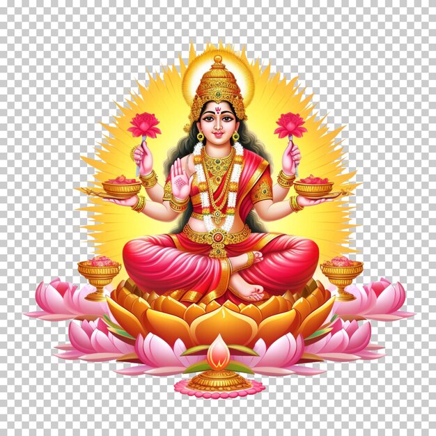 PSD goddess durga pooja and laxmi pooja diwali pooja hindu festival isolated on transparent background