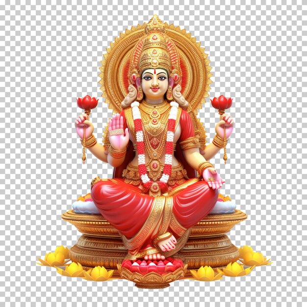 PSD goddess durga pooja and laxmi pooja diwali pooja hindu festival isolated on transparent background