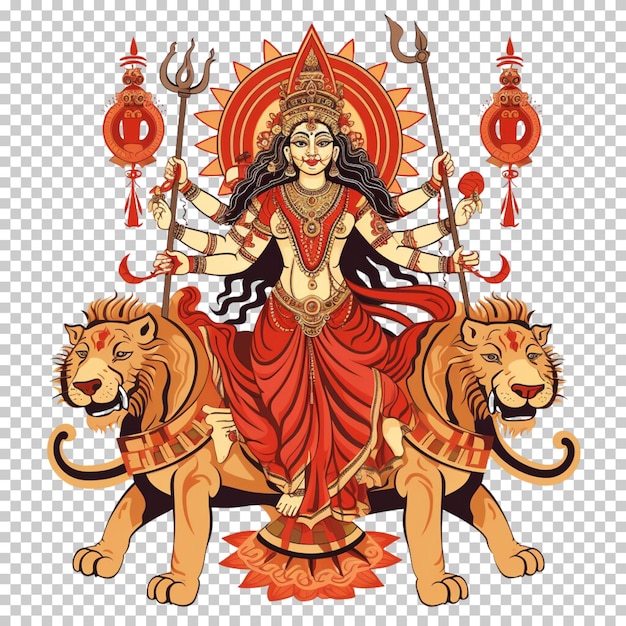 PSD la dea durga pooja e laxmi pooja diwali pooja festival indù isolato su uno sfondo trasparente