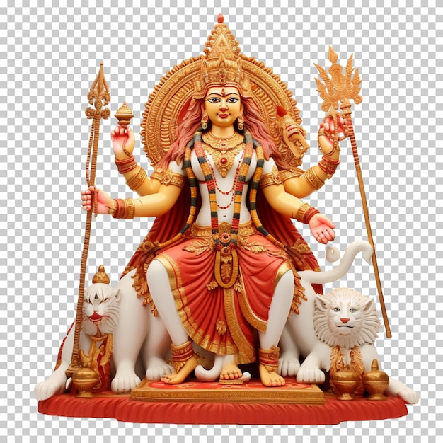 PSD goddess durga pooja and laxmi pooja diwali pooja hindu festival isolated on transparent background