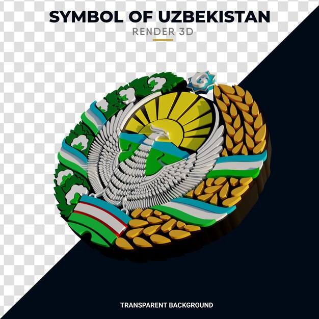 PSD godło uzbekistanu 3d realistyczne renderowanie wysokiej jakości