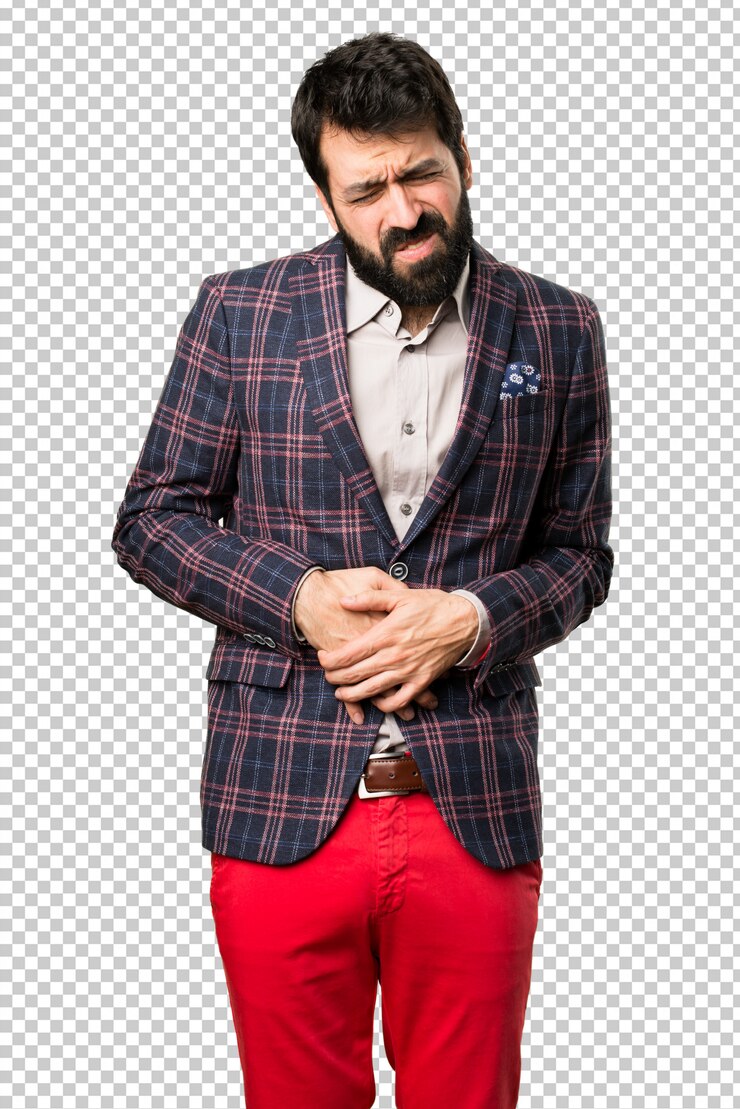 PSD goed geklede man met buikpijn