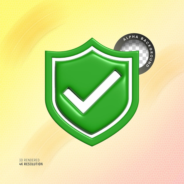 Goedgekeurd teken 3d check Mark ui icoon 3d rendering check mark teken icoon