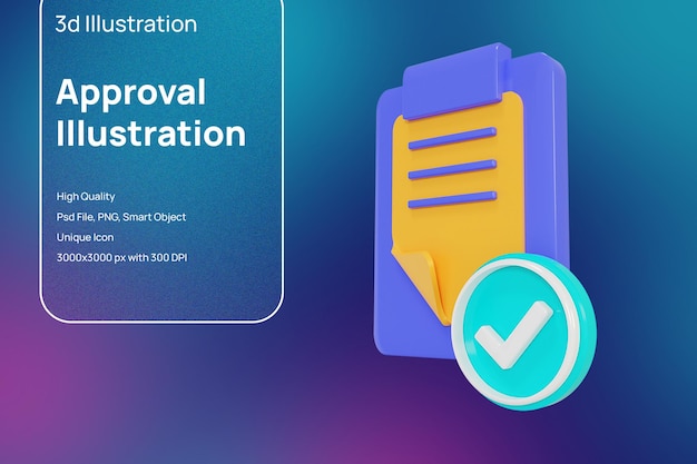 Goedkeuringsillustratie met 3d-ontwerpstijl