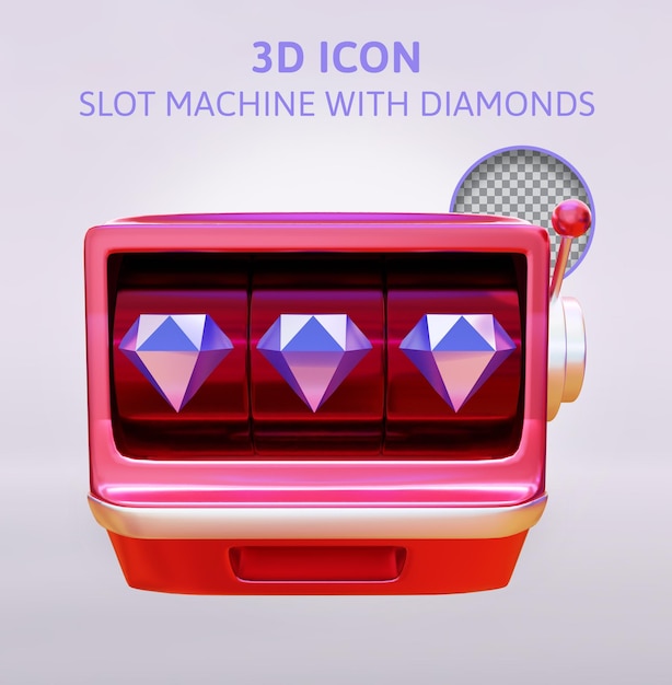 Gokautomaat met diamanten 3d-rendering illustratie