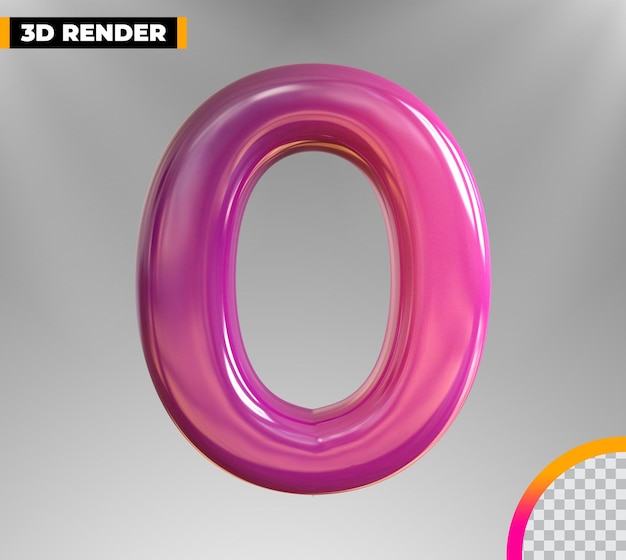 Gold 0 Number 3d rendering isolated on transparent background
