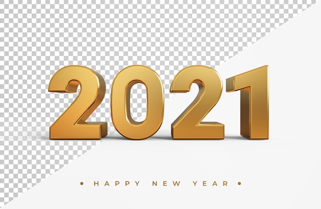 Gold 2021 new year 3d rendering isolated