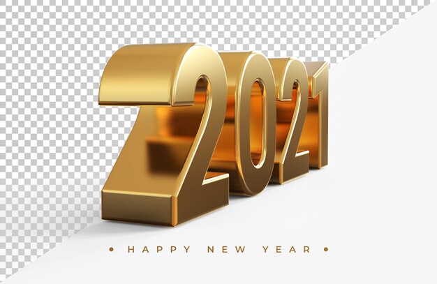 Gold 2021 new year 3d rendering isolated