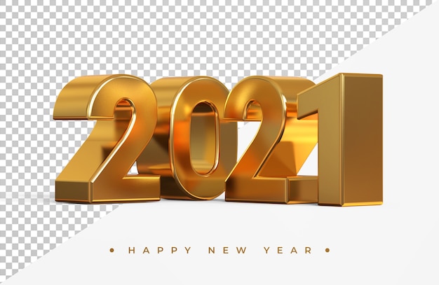 PSD gold 2021 new year 3d rendering isolated