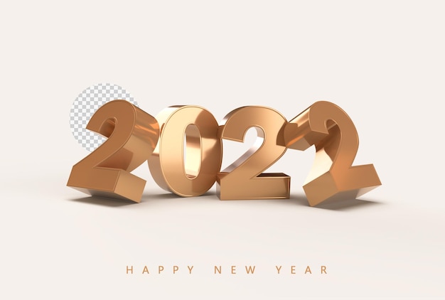 PSD gold 2022 new year 3d rendering