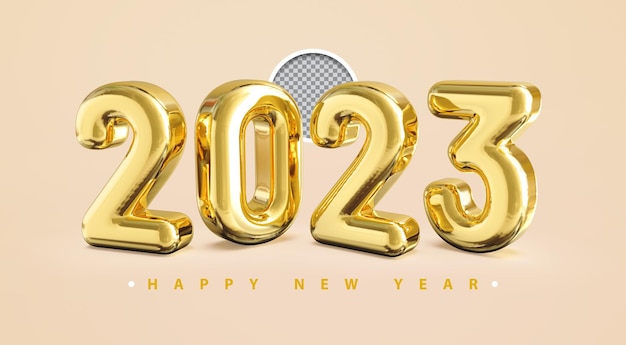 Gold 2023 new year 3d rendering luxury