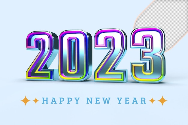 Gold 2023new year 3d rendering isolated on transparent background