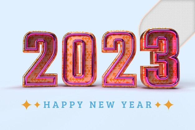 Gold 2023new year 3d rendering isolated on transparent background