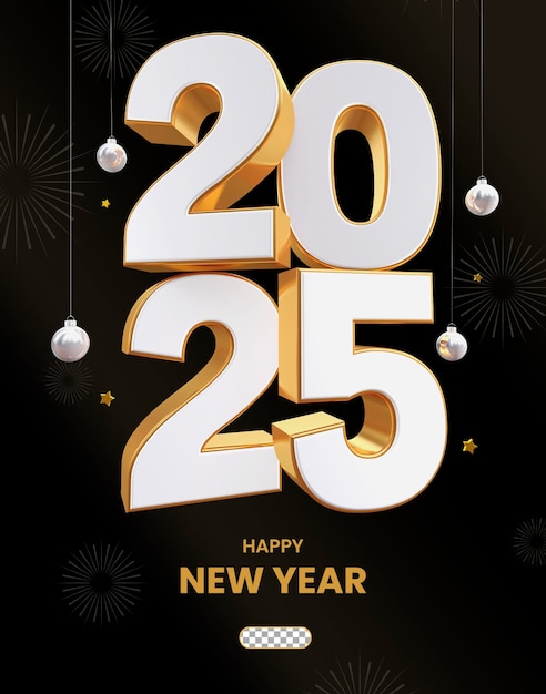 gold 2024 new year 3d rendering isolated transparent background 3