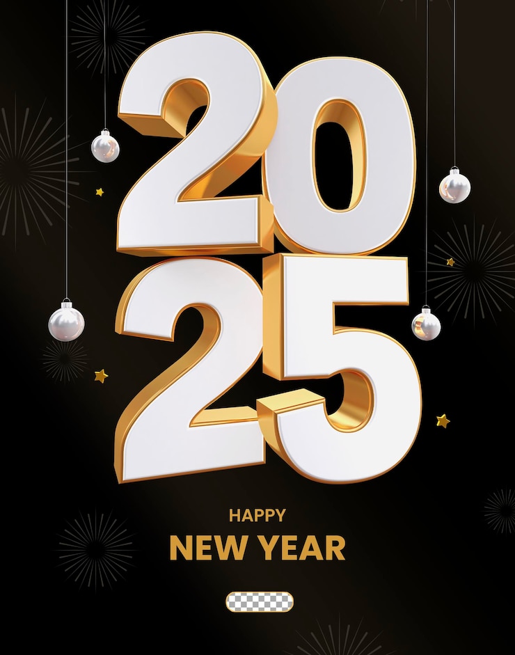 PSD 2024년 황금 새해 3d 렌더링 고립된 투명한 배경