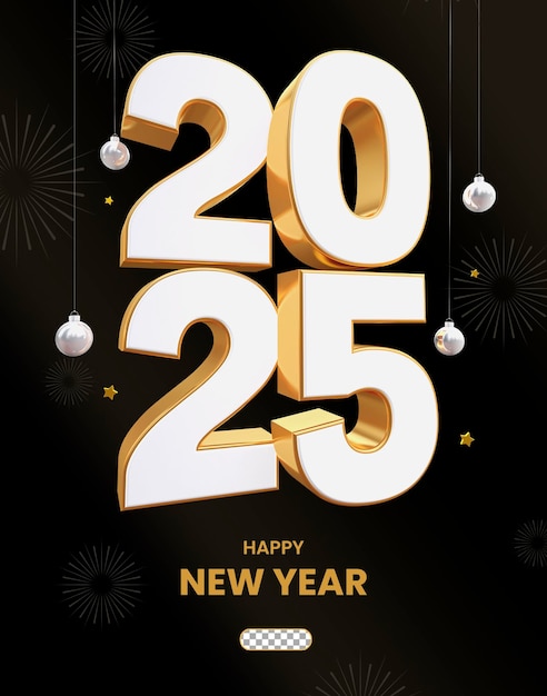gold 2024 new year 3d rendering isolated transparent background 3