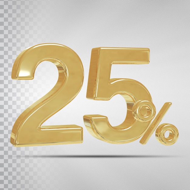 Rendering 3d di lusso in oro al 25%