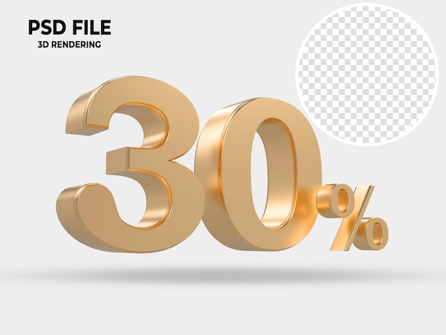 Rendering in stile 3d di lusso al 30% in oro