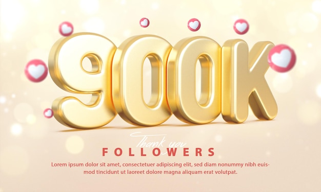 Gold 3d 900 тысяч подписчиков благодарят вас в социальных сетях