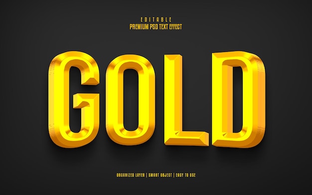 Gold 3d editable premium psd text effect