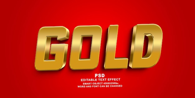 Oro 3d effetto di testo modificabile in stile photoshop con sfondo