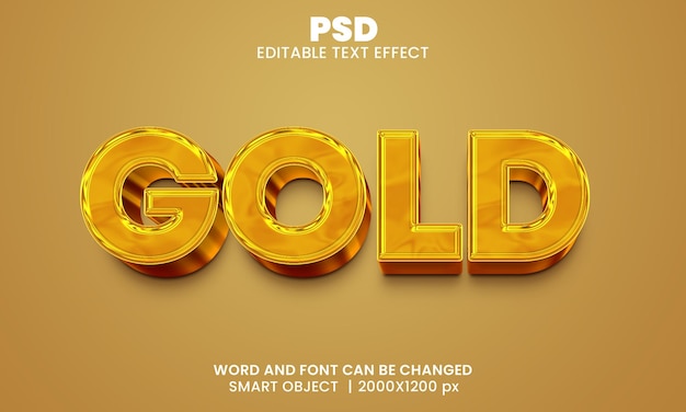 Gold 3d editable text effect Premium Psd with background