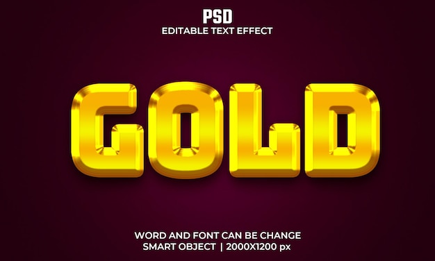 Gold 3d editable text effect Premium Psd with background