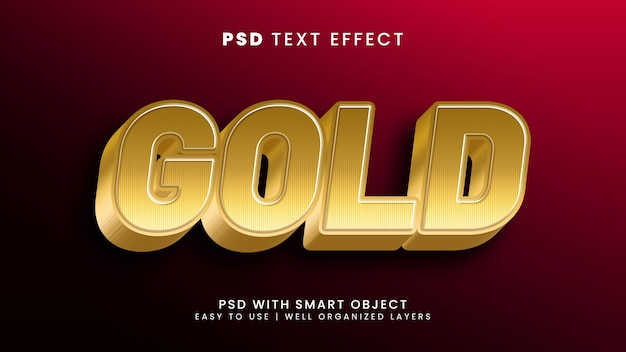 Gold 3d editable text effect with shiny and metal text style