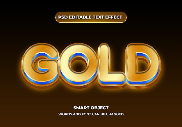 gold 3d editable text effect