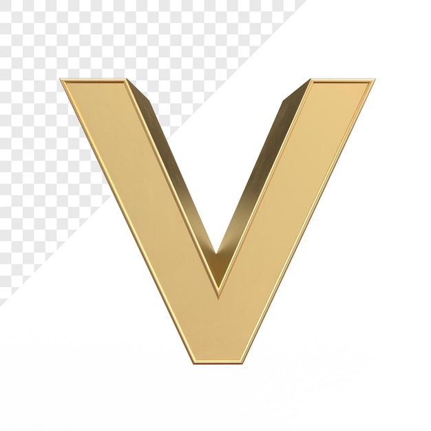 PSD gold 3d letter v