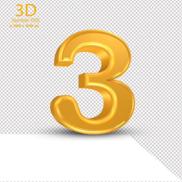 PSD ゴールド 3d ナンバー 10 png