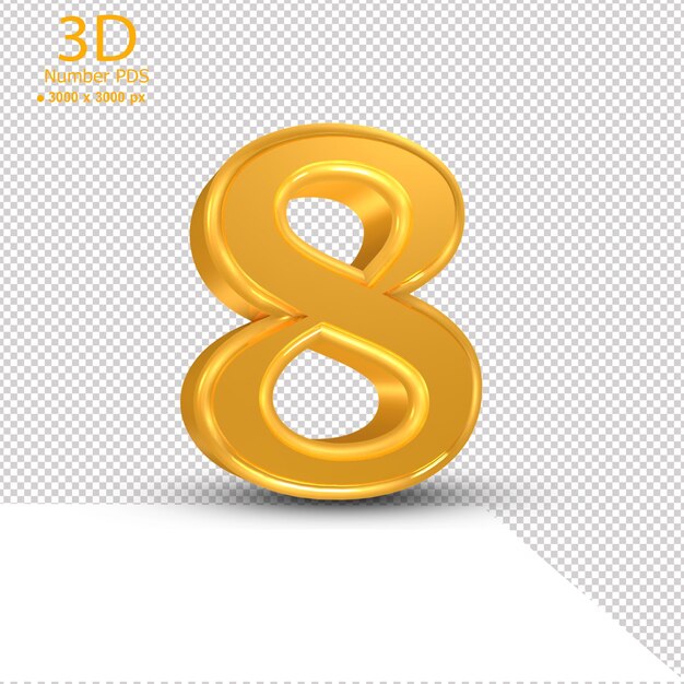 PSD ゴールド 3d ナンバー 10 png