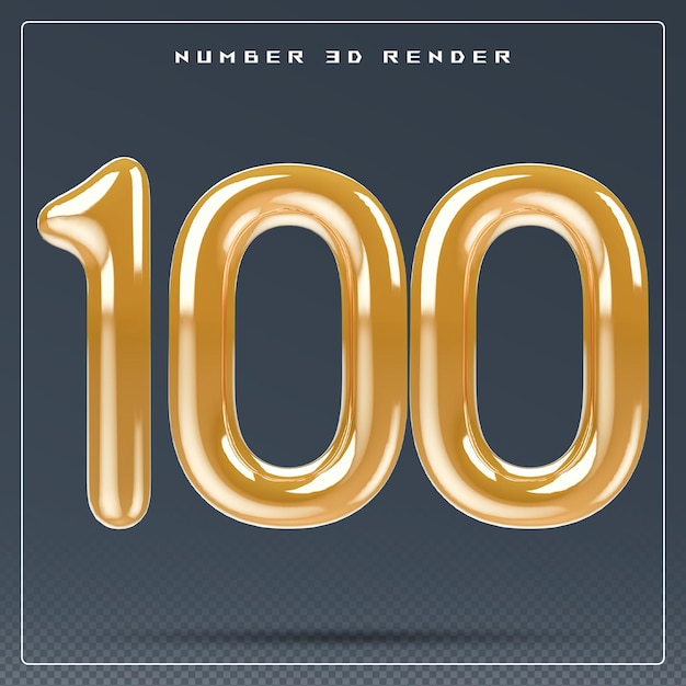 Gold 3D number 100