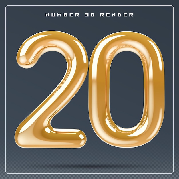 Gold 3D number 20