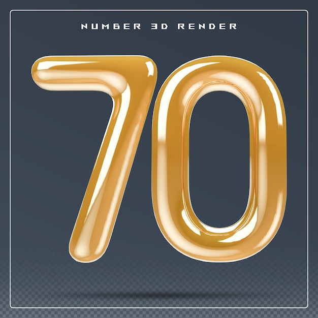 Gold 3D number 70