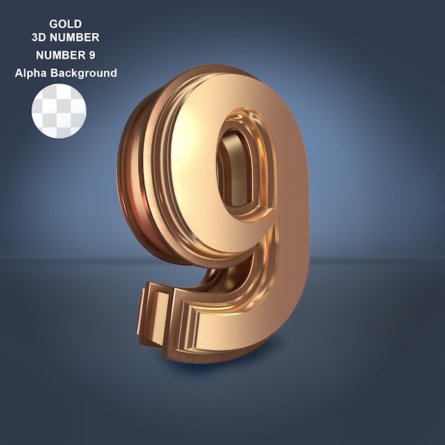 Gold 3d number 9